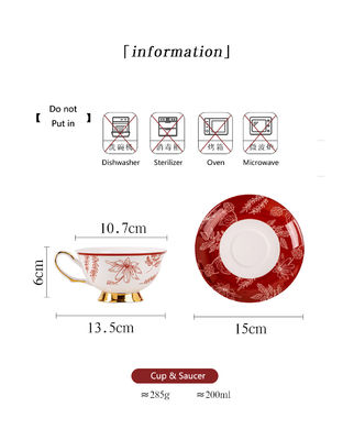 Christmas 2024 Supplies Cup Saucer Christmas Ceramic Tableware 200ml 6.76 Oz For Women