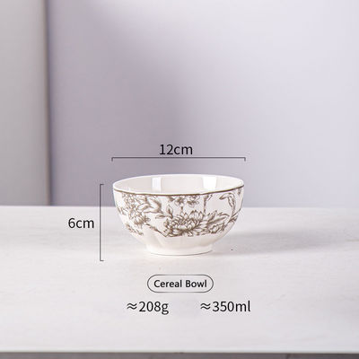 Porcelain Stock Plate Bowl Set 4.5 Inch Microwave Re Heatable Plant Pattern Red Floral