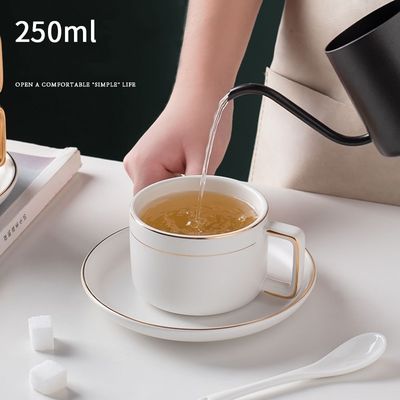 Sustainable Luxury Christmas Gift 2023 Cup And Saucer Ceramic Porcelain With Gold Rim