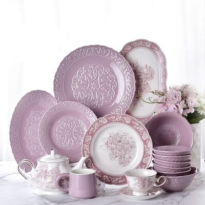 Business Gifts Luxury Purple Plate For Elegant Restaurants Dinnerware Set Party Wedding