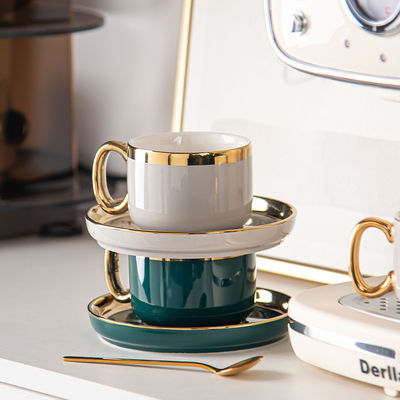 Luxurious Gold Rim Ceramic Tableware Set For Christmas Elegant Tea Cup And Coffee Mug