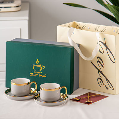 Luxurious Gold Rim Ceramic Tableware Set For Christmas Elegant Tea Cup And Coffee Mug