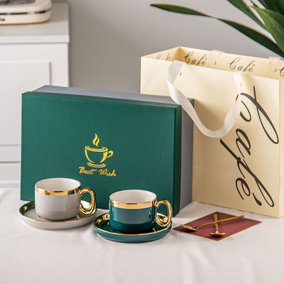 Luxurious Gold Rim Ceramic Tableware Set For Christmas Elegant Tea Cup And Coffee Mug