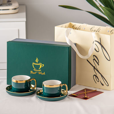 Luxurious Gold Rim Ceramic Tableware Set For Christmas Elegant Tea Cup And Coffee Mug