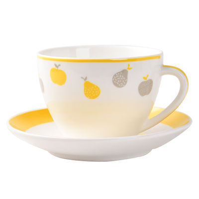 Drinkware Type Cups Saucers 250ml Volume Set Of 6 Ceramic Tea Cups With Fruit Design