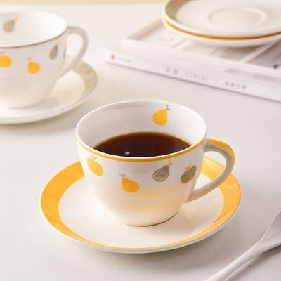 Drinkware Type Cups Saucers 250ml Volume Set Of 6 Ceramic Tea Cups With Fruit Design