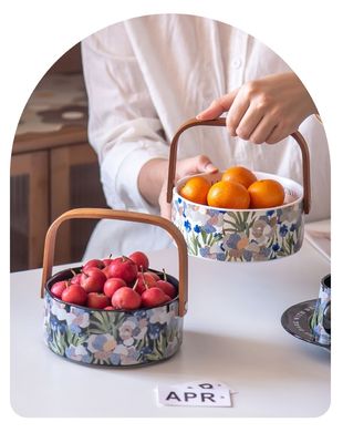 Technique Under Glazed Ceramic Fruit Basket For Holding Food And Vegetables