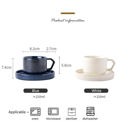 210ml Volume Custom Tea Cup And Saucer Set Rustic Ceramic Porcelain With Packaging Box
