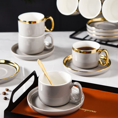 12pcs Ceramic Tea Set Of 6 Cups And Saucer For Luxury Design Style Christmas 2024 Gift