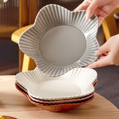 Salad Plate Ceramic Dessert Soup And Sandwich Plate For Snack Minimalism Nordic White