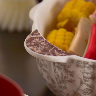 Floral Pattern Ceramic Serving Bowl 9 Inch Porcelain Bowl For Large Salads And Soups