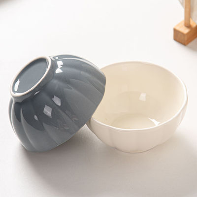 2023 Nordic Style Porcelain Rice Bowl Mini Ceramic Bowl Solid Color Pumpkin Bowl Pink White Gray