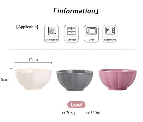 2023 Nordic Style Porcelain Rice Bowl Mini Ceramic Bowl Solid Color Pumpkin Bowl Pink White Gray