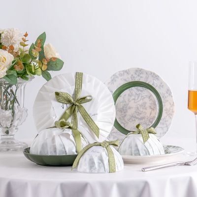 Green Floral Ceramic Diner Set Plate Under Glazed Technique Christmas Gift For Women