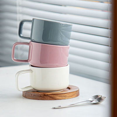 Minimalism Nordic Coffee Cup And Saucer Set Of 12 Pieces Ceramic 250ml Porcelain Mug