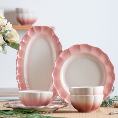 Stunning Pink Ceramic Plates 6-Piece Dinnerware Set For Special Occasions And Presents