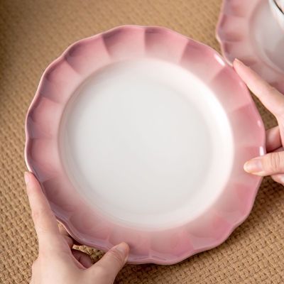 Stunning Pink Ceramic Plates 6-Piece Dinnerware Set For Special Occasions And Presents