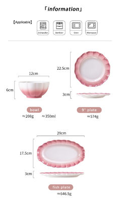 Stunning Pink Ceramic Plates 6-Piece Dinnerware Set For Special Occasions And Presents