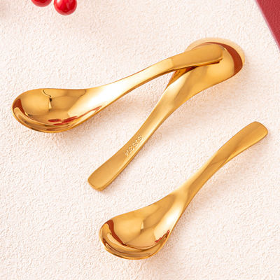 Party Essential Stainless Steel Gold Spoon Set With Red Chopsticks Chinese Style