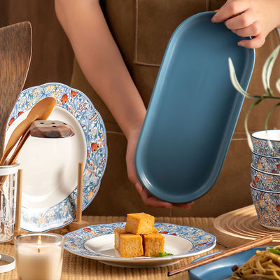 6-Person Bohemian Tableware Set With Ceramic Dinner Plates Bowls And Charger Plates