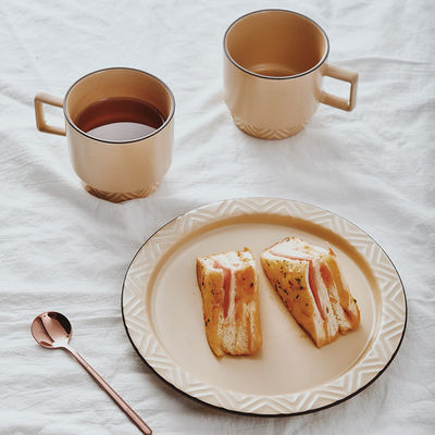300ml Japanese Stackable Mug And Saucer Vintage Style Cups Saucers Set Ceramics Plate