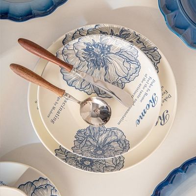 Design Ceramic Blue Plate Porcelain Dinner Set Plates And Bowls Gradient For Presents