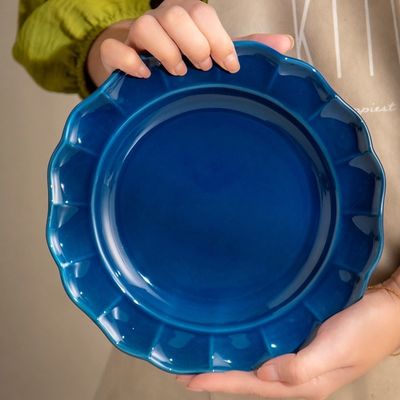 Design Ceramic Blue Plate Porcelain Dinner Set Plates And Bowls Gradient For Presents