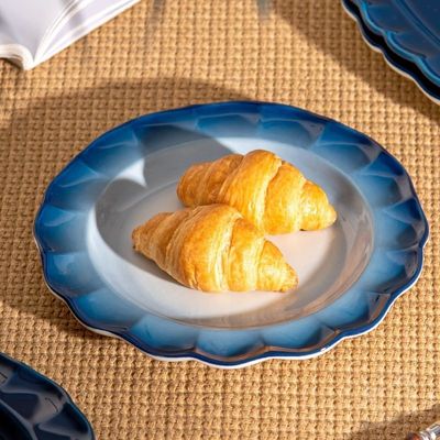2024 Floral Ceramic Dining Plate Set Tableware Porcelain Blue Stoneware Dinnerware Set