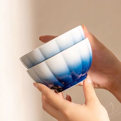 2024 Floral Ceramic Dining Plate Set Tableware Porcelain Blue Stoneware Dinnerware Set