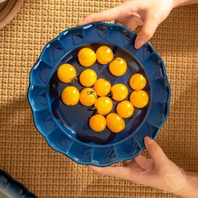 2024 Floral Ceramic Dining Plate Set Tableware Porcelain Blue Stoneware Dinnerware Set