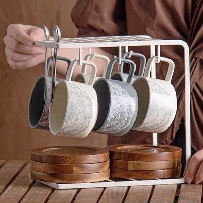 Business Gifts Cappuccino Cups Set Sustainable Ceramic Coffee Cup And Saucer Set