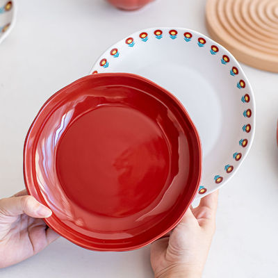 Ceramic Nordic Style Luxury Tableware Porcelain Plant Pattern Dinnerware For 8 People