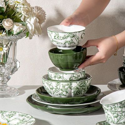 Business Gifts Floral Porcelain Ceramics Salad Bowl Set of 4 Sustainable and Stylish