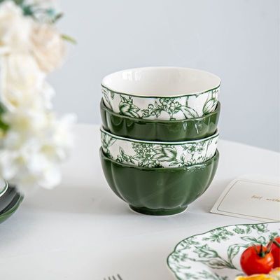 Business Gifts Floral Porcelain Ceramics Salad Bowl Set of 4 Sustainable and Stylish
