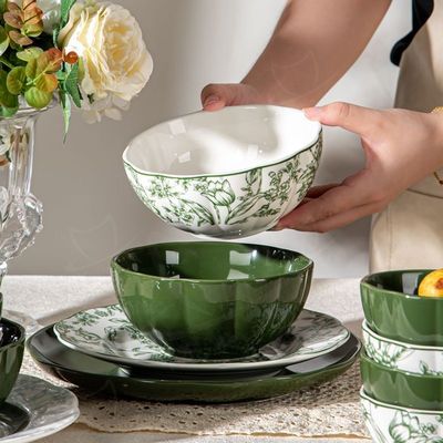 Business Gifts Floral Porcelain Ceramics Salad Bowl Set of 4 Sustainable and Stylish