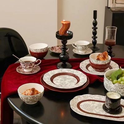 Under Glazed Ceramic Dinnerware Sets Christmas Gift Porcelain Plates For 6 Persons