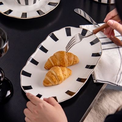 Under Glazed Fashion Ceramic Kitchen Plates Set Dinner Dinnerware For Party Occasion