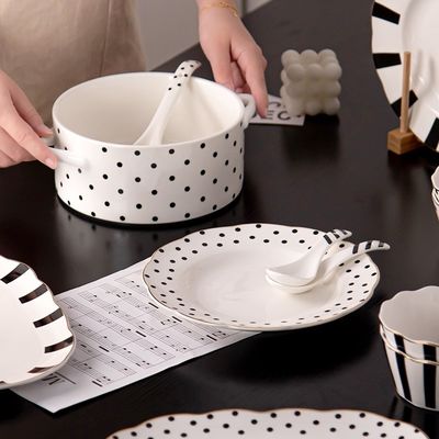Under Glazed Fashion Ceramic Kitchen Plates Set Dinner Dinnerware For Party Occasion