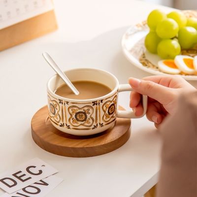 Retro Style 200ml Turkish Coffee Cups With Saucer And Vintage Ceramic Tea Plates Set