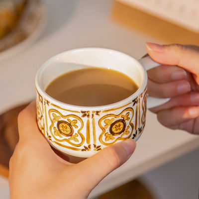 Retro Style 200ml Turkish Coffee Cups With Saucer And Vintage Ceramic Tea Plates Set