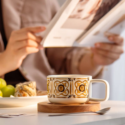 Retro Style 200ml Turkish Coffee Cups With Saucer And Vintage Ceramic Tea Plates Set