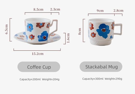 200ml Floral Latte Cappuccino Ceramic Cup Porcelain Coffee Tea Mug And Saucer Nordic Cup