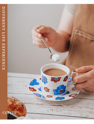 200ml Floral Latte Cappuccino Ceramic Cup Porcelain Coffee Tea Mug And Saucer Nordic Cup