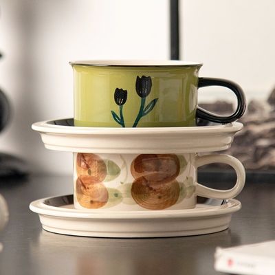 Europe Design Style Ceramic Saucer And Cup Set Creative Novelty Coffee Mug With Saucer