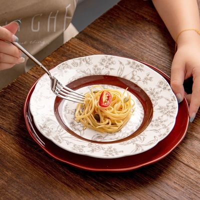 Full Porcelain Christmas Tableware Chinese Year Ceramic Tableware Plant Pattern Type