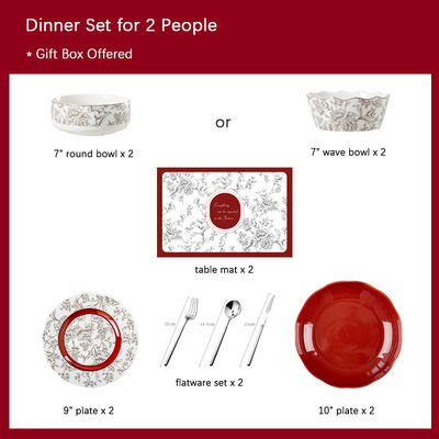 Full Porcelain Christmas Tableware Chinese Year Ceramic Tableware Plant Pattern Type