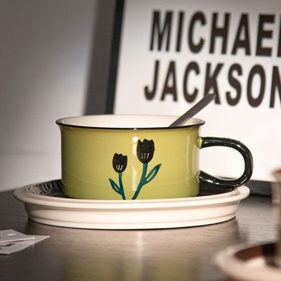 Stocked Ceramic Coffee Cup 250ml Porcelain Flower Cup Set 8.45oz Italian Cappuccino Cups