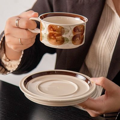 250ml Porcelain Tea Cups And Saucer Set Decorative Ceramic Coffee Cups And Saucers For Business Gifts