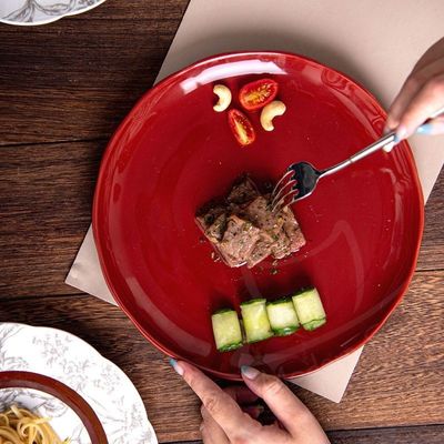Year Porcelain Gift Set 6 Users Ceramic Christmas Plate With Table Mat And Gift Box