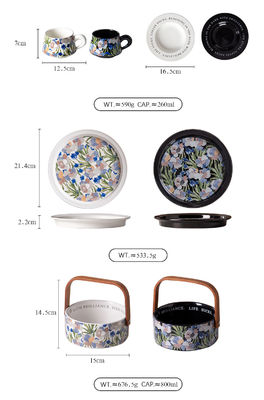 European Style Ceramic Mugs And Saucers Set Of 6 250ml Capacity Beautiful Flower Design